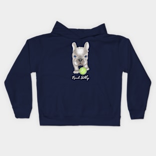 French Bulldog Puppy with ball Kids Hoodie